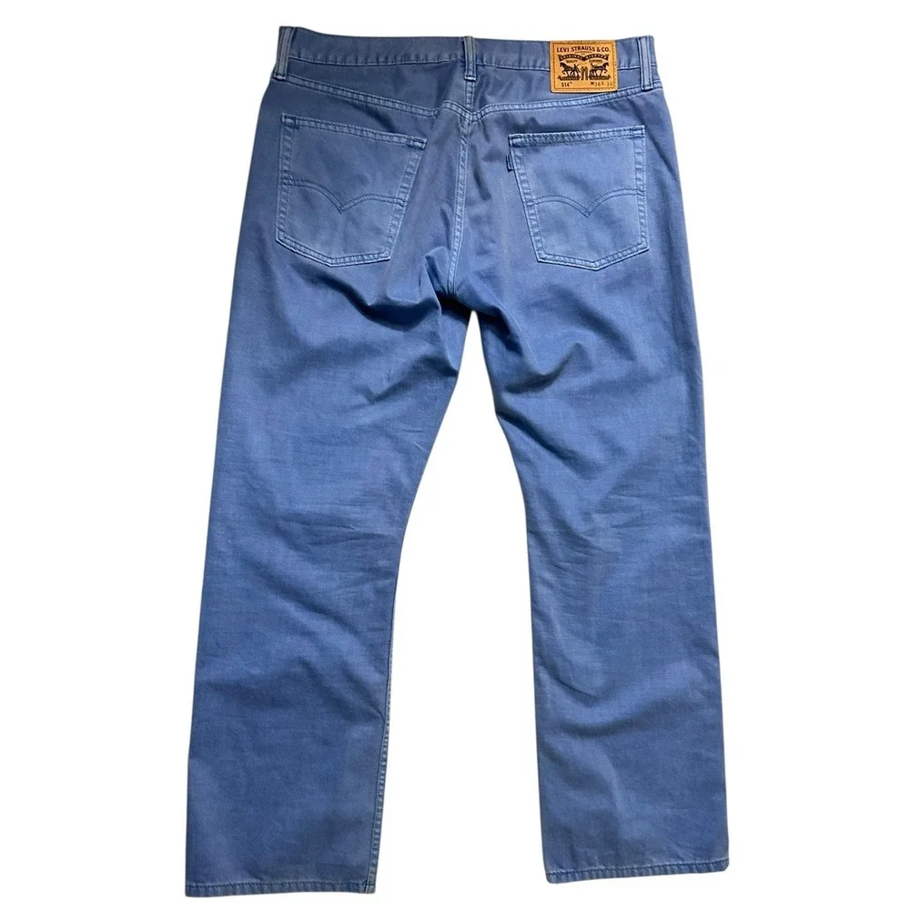LEVI‎ 514 MEN JEANS W38 L31 CORNFLOWER BLUE BRUSHED COTTON